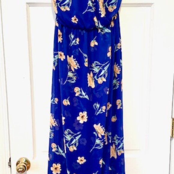 Sienna Sky Blue Long Floral Halter Maxi Dress - Picture 7 of 8